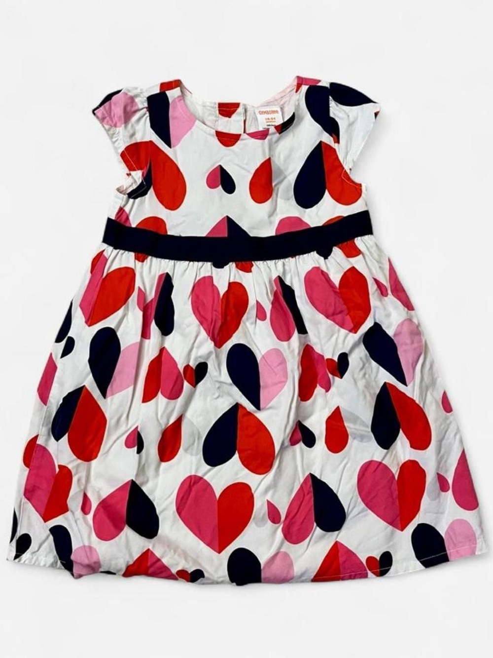 Gymboree White Dress with Red, Pink & Navy Heart Print
